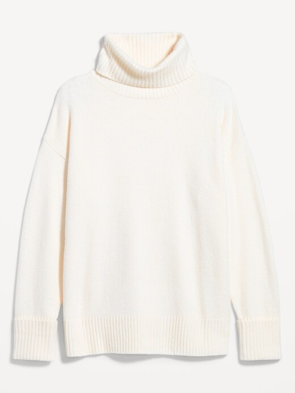 Old Navy Cotton Turtleneck Tunic Sweater Cream white  Relaxed Casual Size L